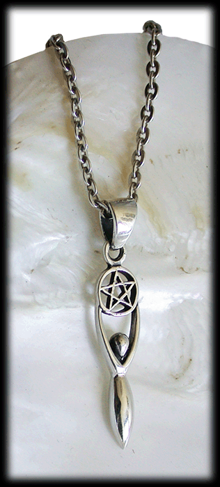 Pentagram och mångudinna hängsmycke i Äkta silver. - 2