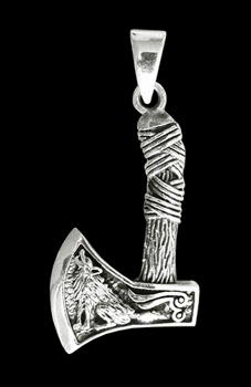 Tjusig Tomahawk yxa halsband i Äkta silver.