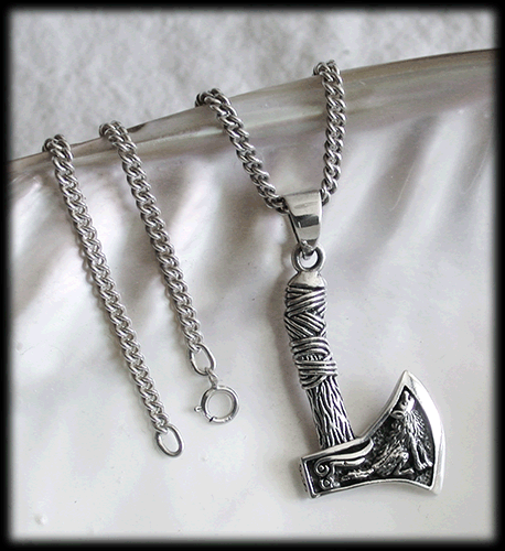Tjusig Tomahawk yxa halsband i Äkta silver. - 3