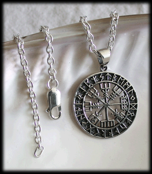 27 mm. Vägvisaren- Vegvisir hänge i Äkta silver. - 4