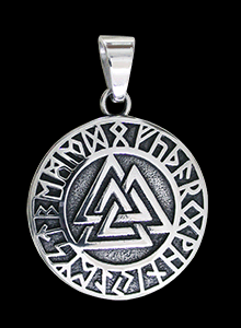 Stålhänge med Valknut hänge med runor.