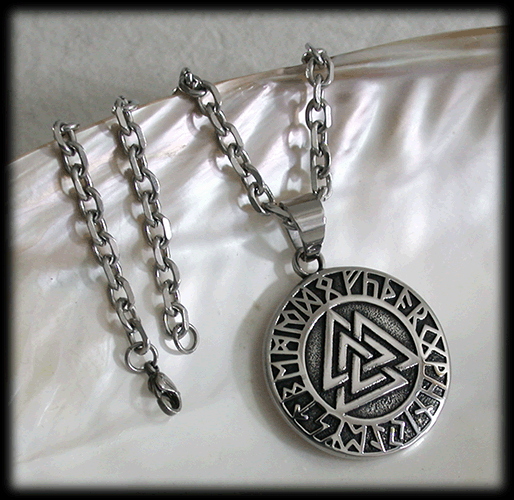 Stålhänge med Valknut hänge med runor. - 5