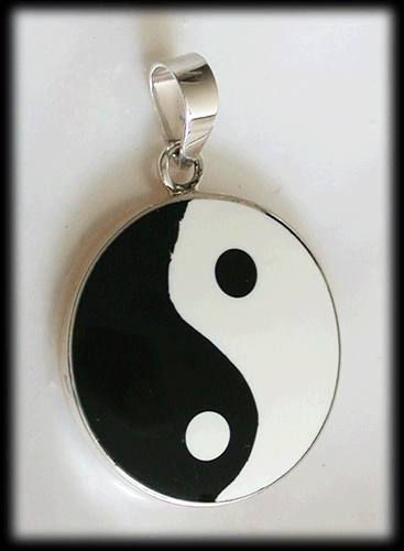 30 mm. Yin & Yang hänge i Äkta silver. - 2