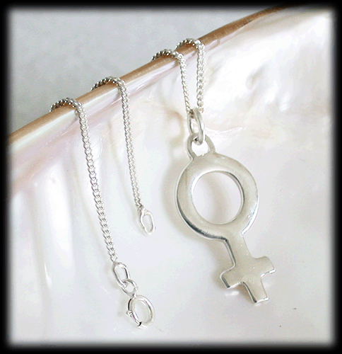 Liten kvinnosymbol halsband i Äkta silver. - 2