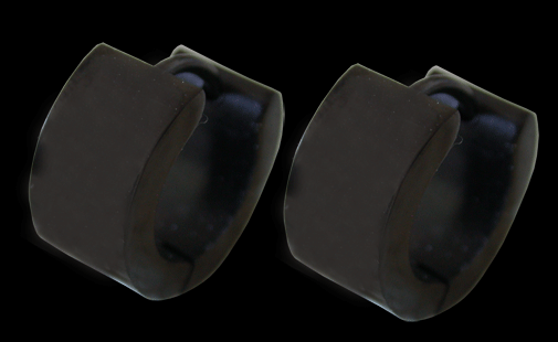 6.0 mm. Blanka, svarta stålörhängen. - 2