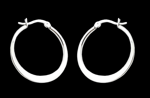 30 mm. Blanka större stålörhängen. - 2
