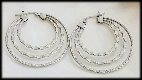 Eleganta stålörhängen 38 mm i diameter. - 3