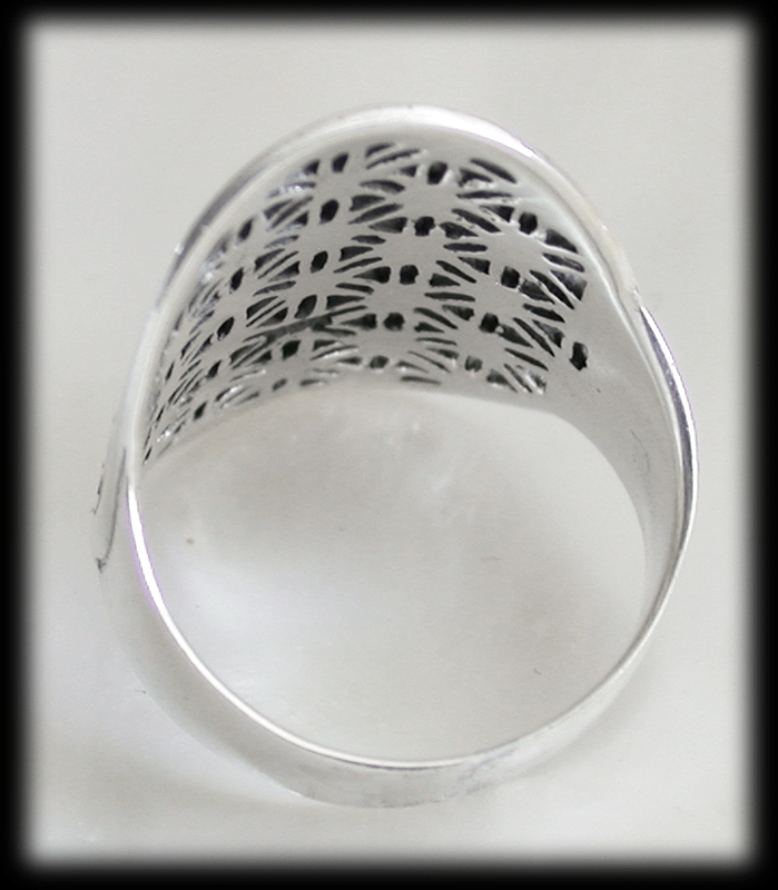 Extra lång ring med flower of life i Äkta silver. - 4