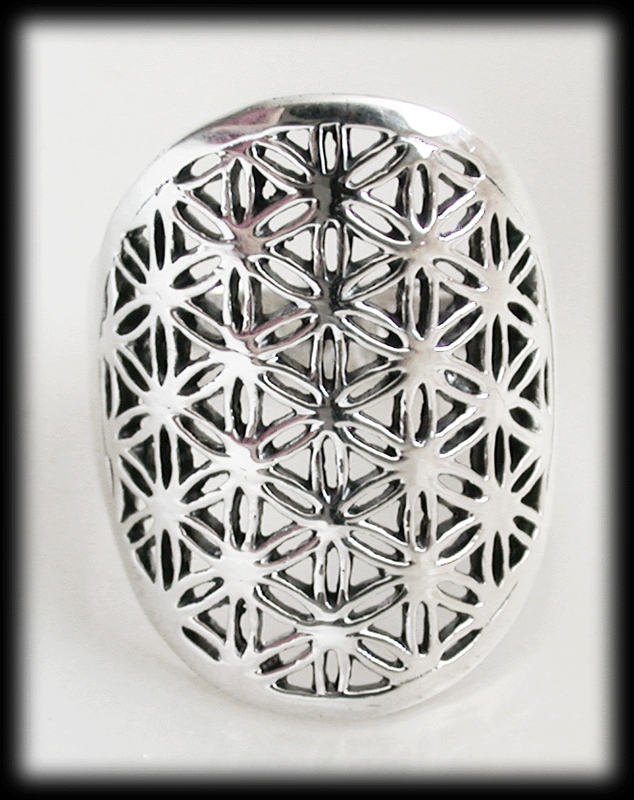 Extra lång ring med flower of life i Äkta silver. - 3