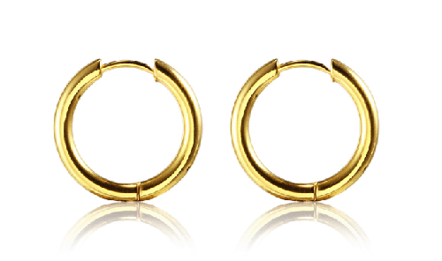 2.5 x 14 mm. Öronringar i guldpläterat rostfritt stål. - 2