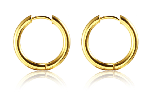 2.5 x 16 mm. Öronringar i guldpläterat rostfritt stål. - 2