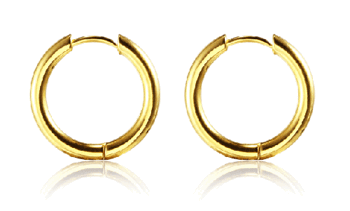 2.5 x 16 mm. Öronringar i guldpläterat rostfritt stål.