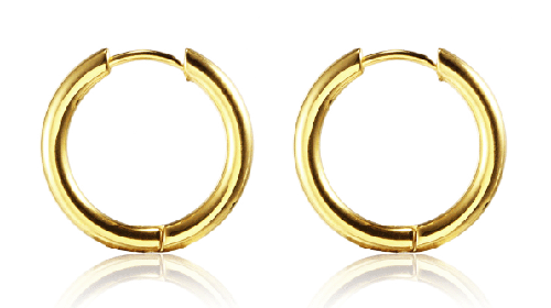 2.5 x 20 mm. Öronringar i guldpläterat rostfritt stål. - 2