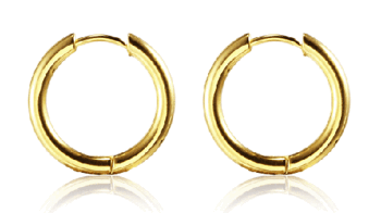 2.5 x 20 mm. Öronringar i guldpläterat rostfritt stål.