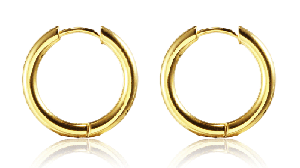 2.5 x 20 mm. Öronringar i guldpläterat rostfritt stål.