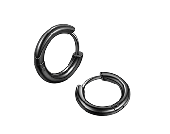 2.5 x 12 mm.  Öronringar i svart rostfritt stål.
