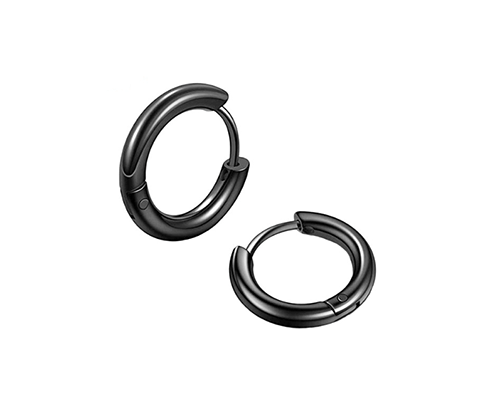 2.5 x 14 mm.  Öronringar i svart rostfritt stål. - 2