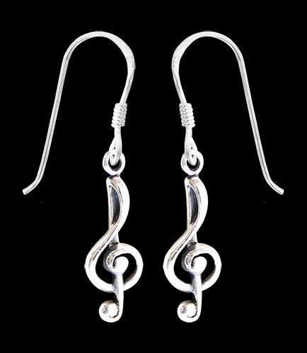 22 mm. G-klav örhängen i Äkta silver. - 2