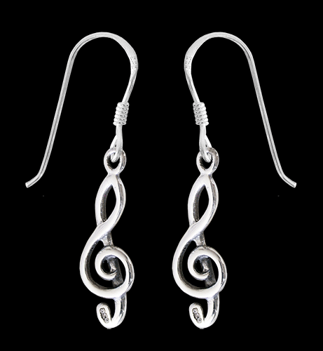 21 mm. G-klav örhängen i Äkta silver. - 2