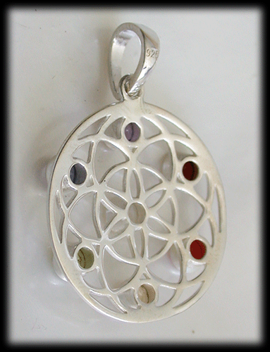 Flower of life hänge med Chakra stenar. - 2