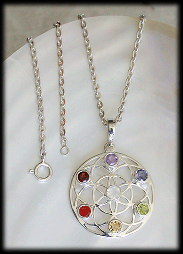 Flower of life hänge med Chakra stenar. - 4