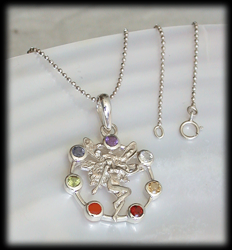 Chakra halsband med en Älva - Äkta silver. - 2