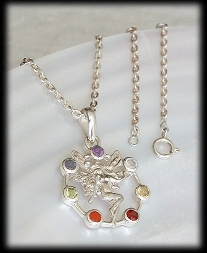 Chakra halsband med en Älva - Äkta silver. - 3