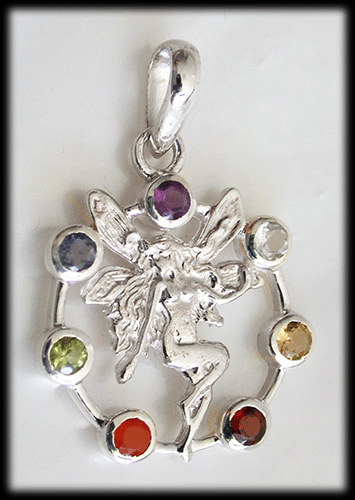 Chakra halsband med en Älva - Äkta silver. - 4