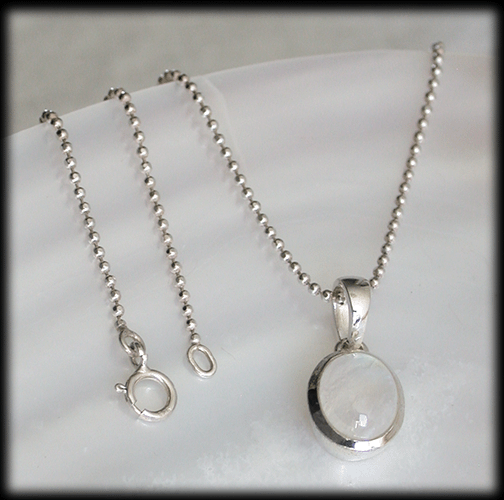 12 mm. Månstenshänge i Äkta silver. - 5