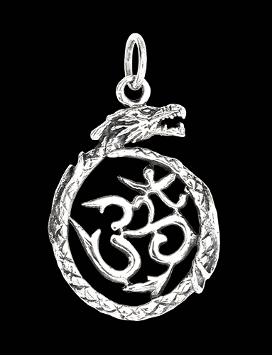 Stort Aum / Ohm hänge i Äkta silver med drake. - 2
