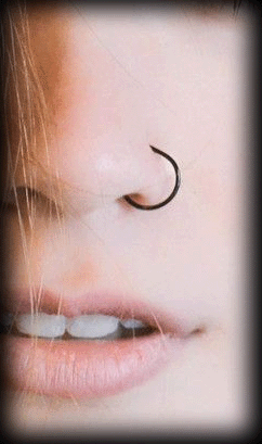 Fejk näspiercing i svart stål. - 3