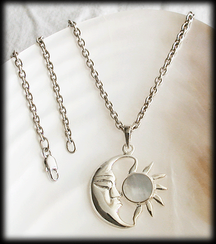 Sol och måne halsband i Äkta silver. - 3