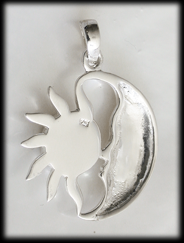 Sol och måne halsband i Äkta silver. - 4