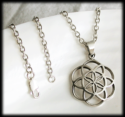 Flower of life silver halsband. - 2