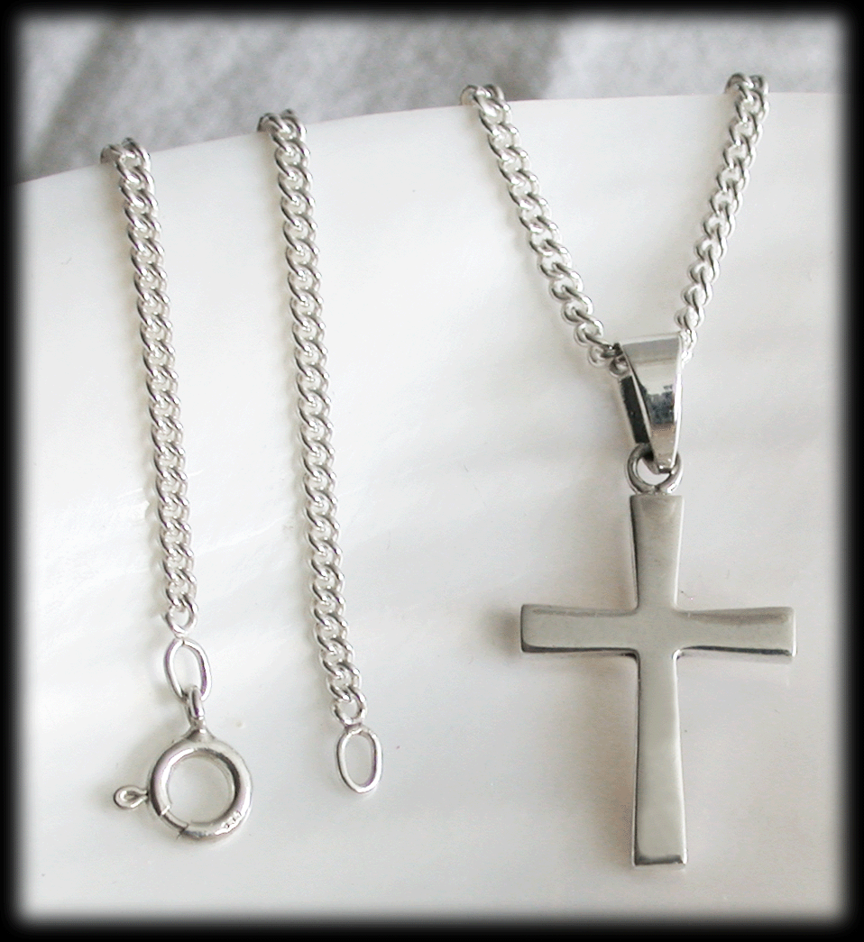 Traditionellt kors halsband i Äkta silver. - 2