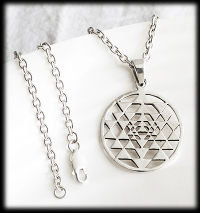 Sri Yantra halsband i Äkta silver. - 3