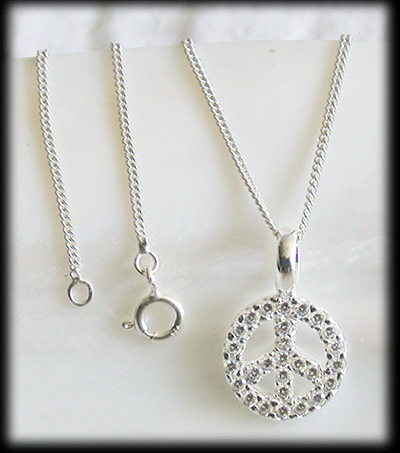 13.5 mm. Glitter hänge med Peace i Äkta silver. - 3