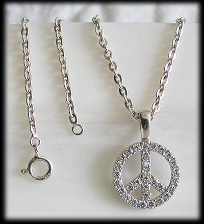 16 mm. Glitter hänge med Peace i Äkta silver. - 3