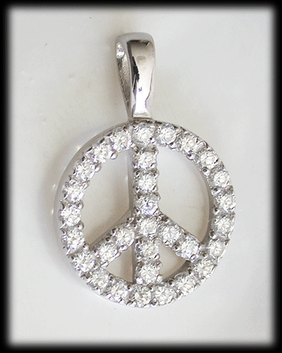 16 mm. Glitter hänge med Peace i Äkta silver. - 4