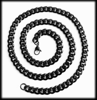 Pansarlänk halsband i svart stål