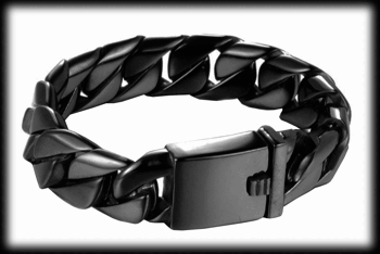Svart stål pansarlänk armband
