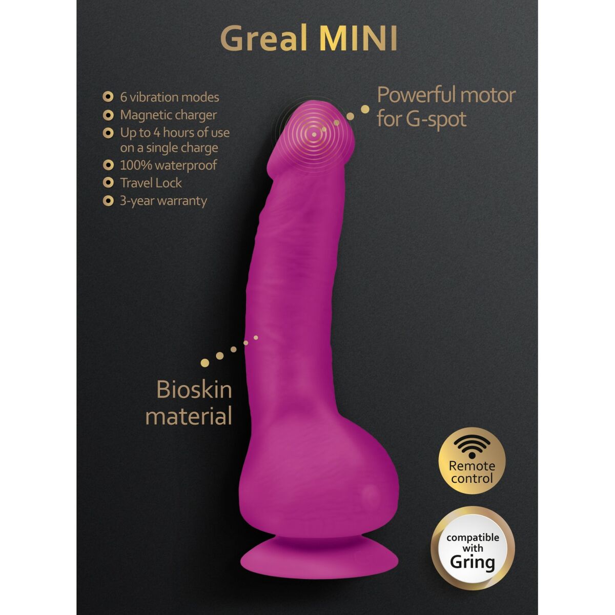 Dildo Gvibe Greal Mini Fuchsia - 3