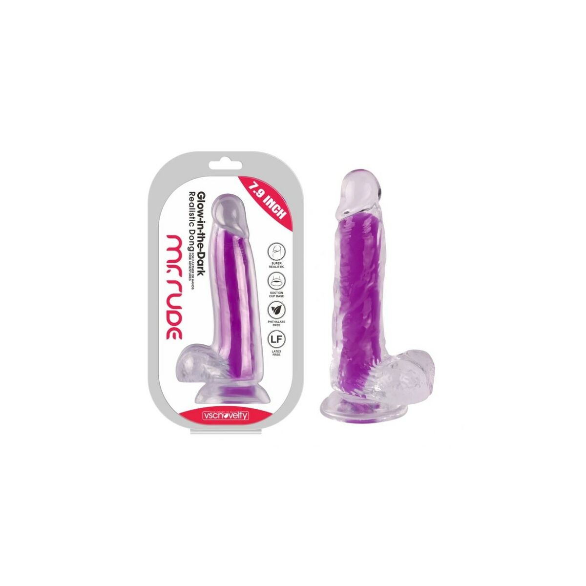 Realistisk dildo VSCNOVELTY TPE Purpur 20 cm - 5
