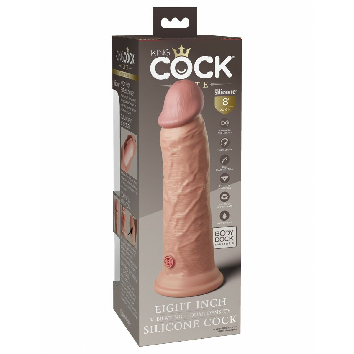 Realistisk dildo Pipedream - King Cock Silikon Naturell - 3