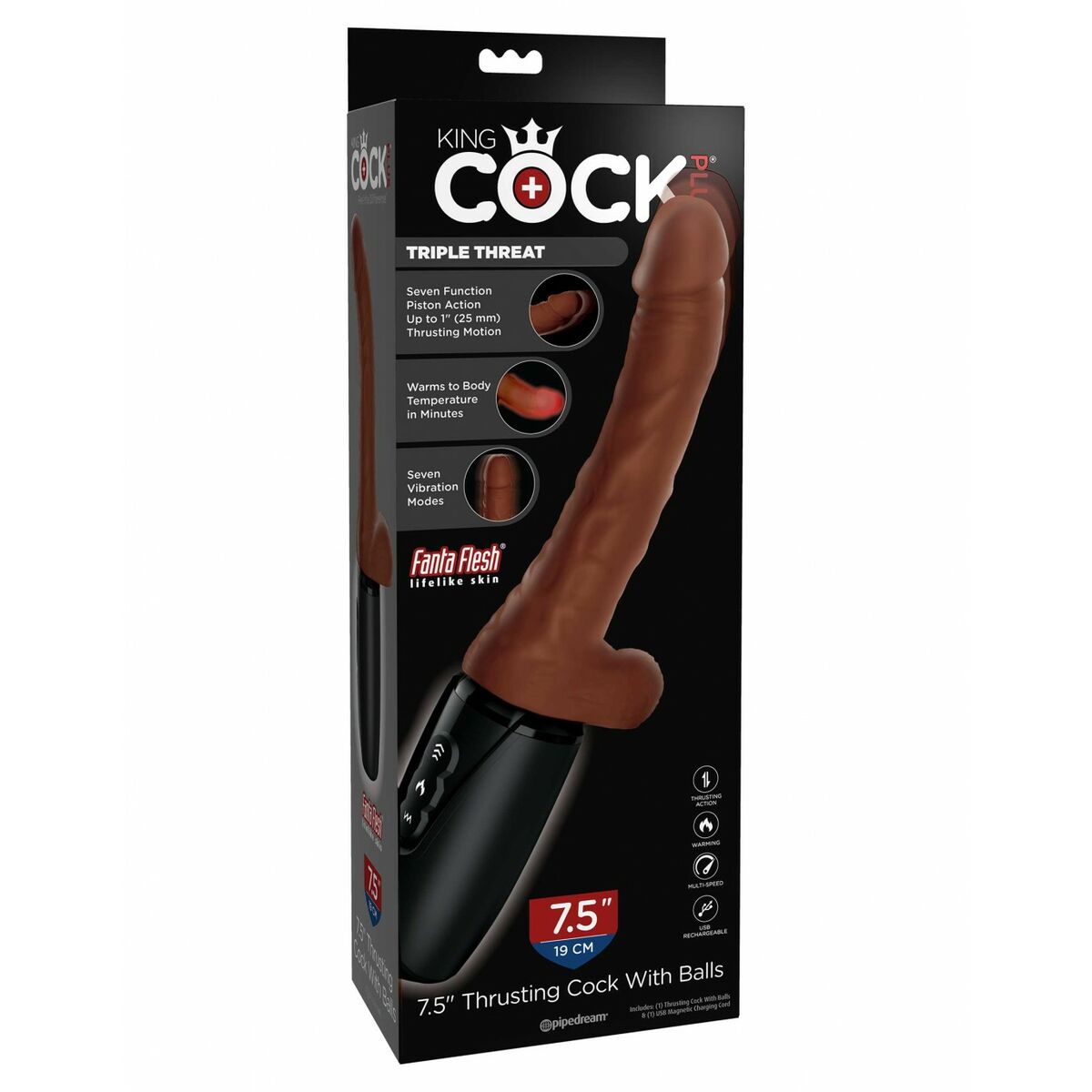 Realistisk dildo Pipedream - King Cock Naturell Brun - 2