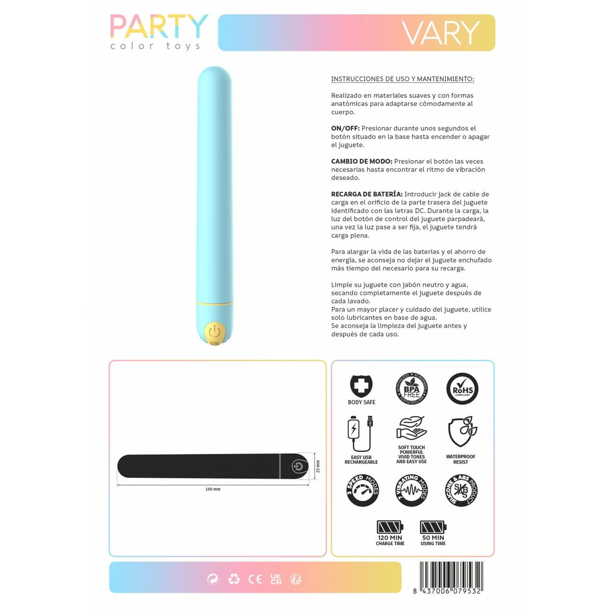 Vibrator Party Color Toys Blå - 5