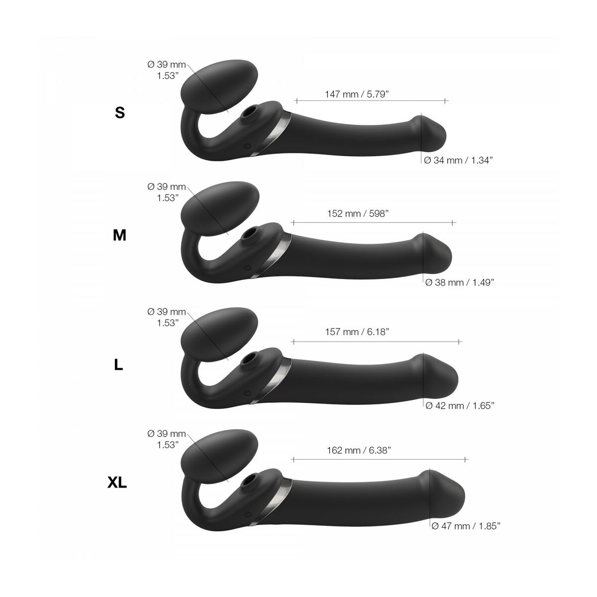 Dildo Strap-on-me 6017371 Svart XL - 5