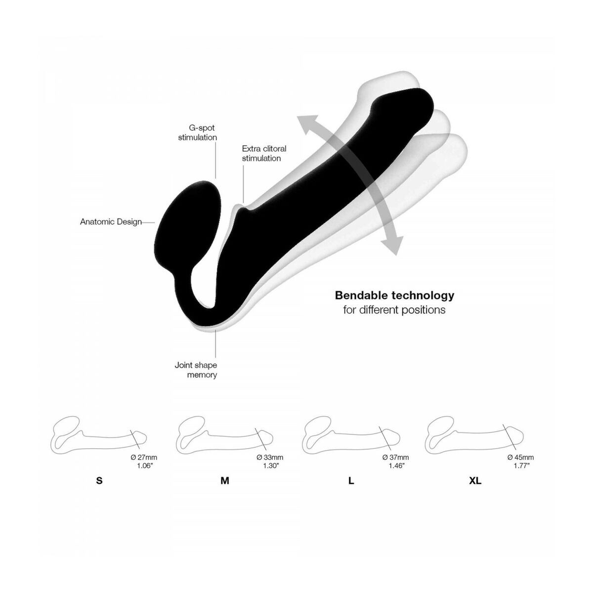 Dildo Strap-on-me Semi-Realistic Svart XL - 2