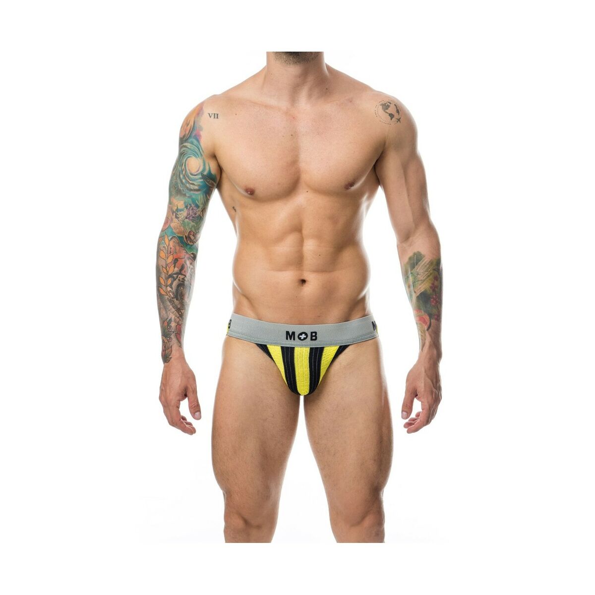 Stringtrosa Mob Eroticwear Gul Svart XL - 3