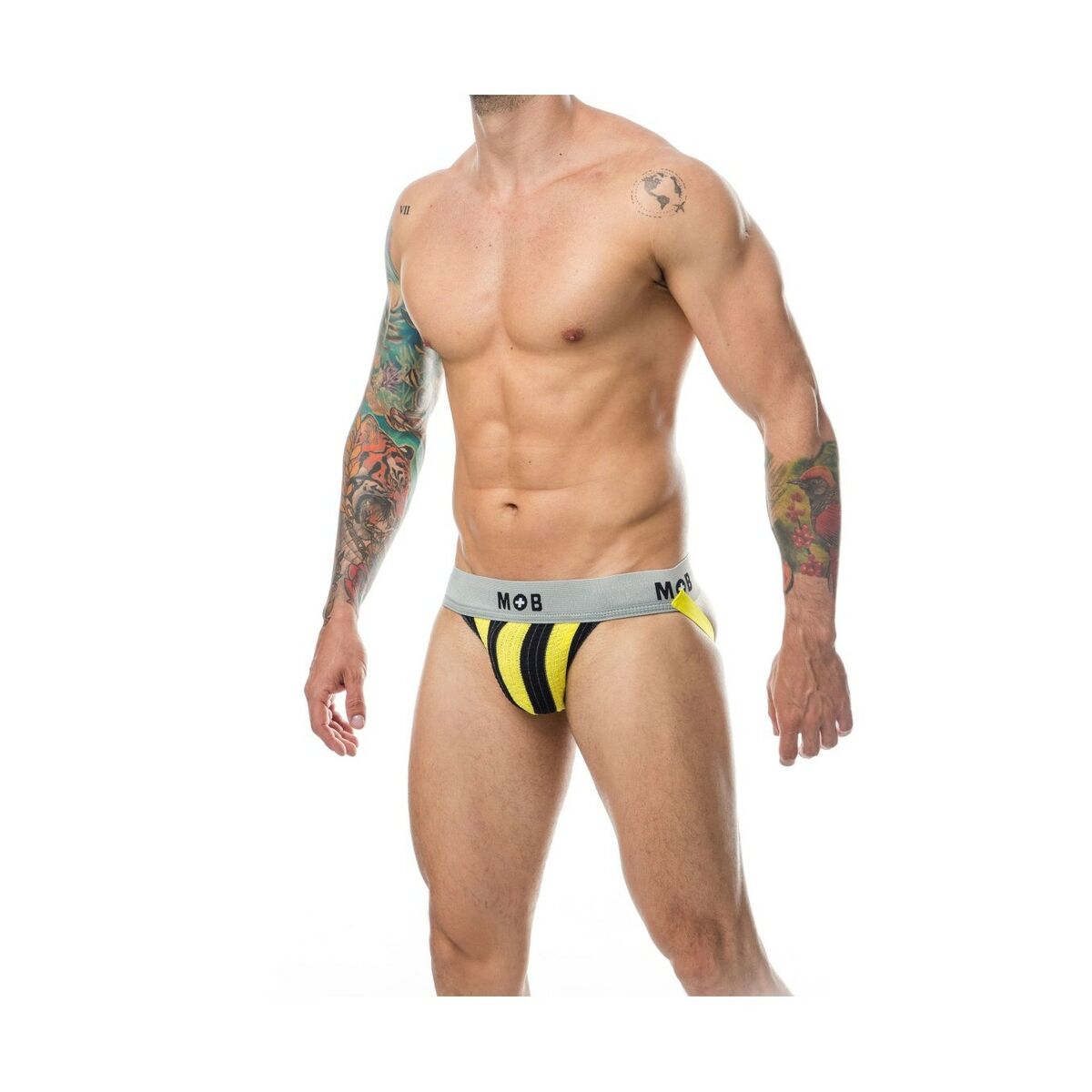 Stringtrosa Mob Eroticwear Gul Svart XL - 4
